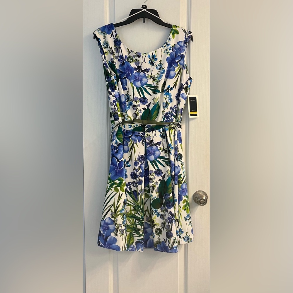 New Floral Blue and Green Dress
